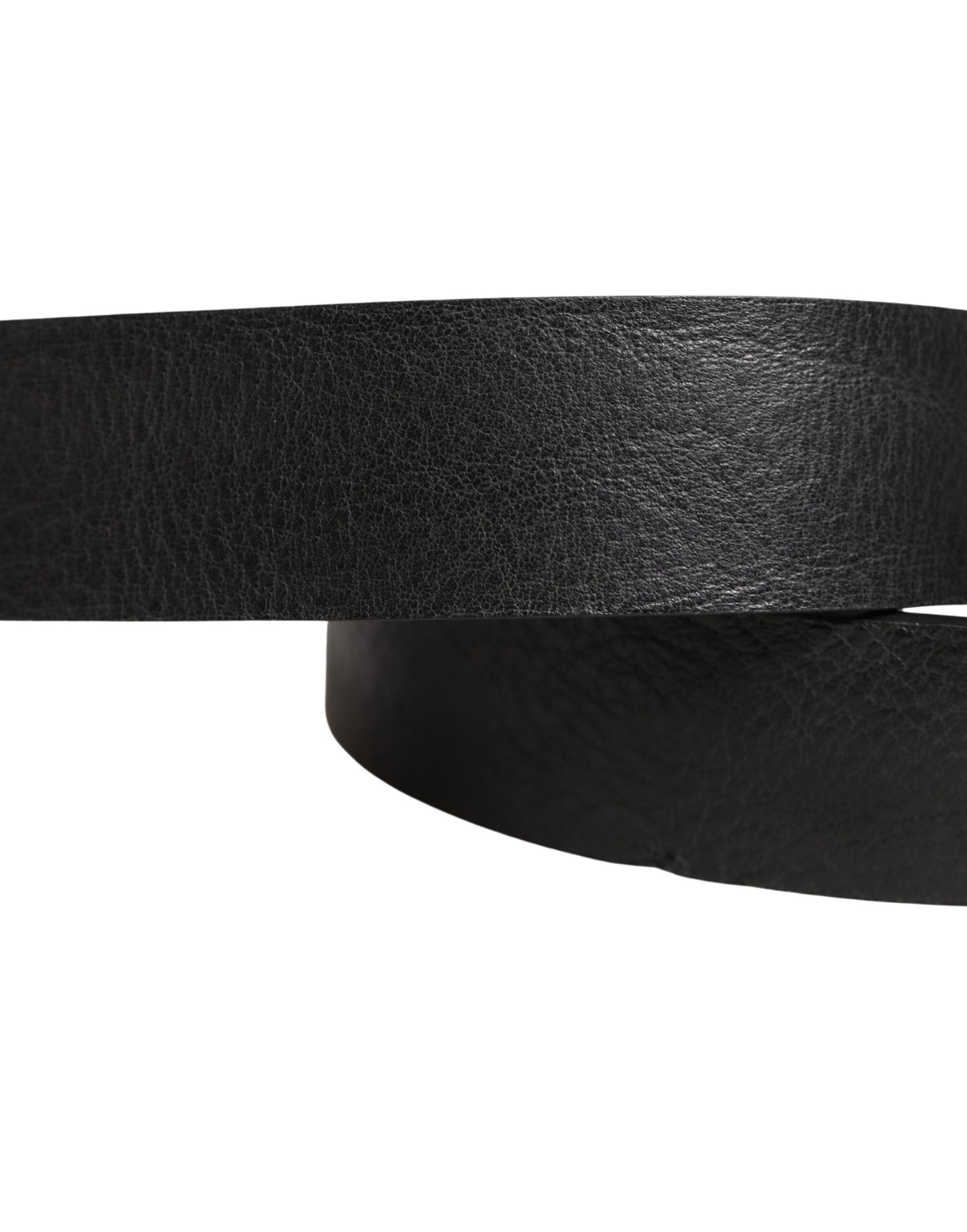 Dolce & Gabbana Black Leather Silver Chain Waist Men Belt