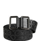 Dolce & Gabbana Black Logo Monogram Silver Metal Buckle Belt