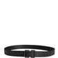 Dolce & Gabbana Black Logo Monogram Silver Metal Buckle Belt