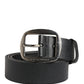 Dolce & Gabbana Black Calf Leather Silver Metal Buckle Belt