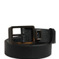 Dolce & Gabbana Black Calf Leather Gold Metal Buckle  Belt