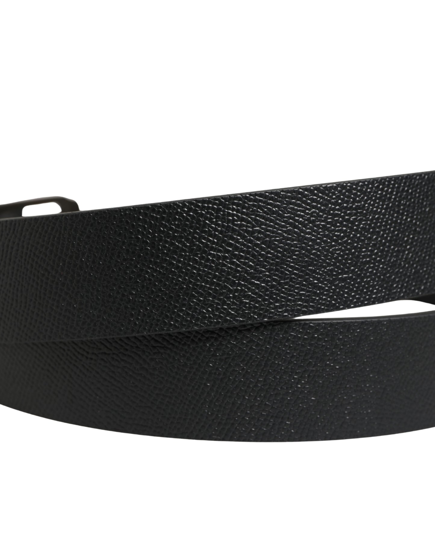 Dolce & Gabbana Black Calf Leather Gold Metal Buckle Belt