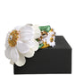 Dolce & Gabbana White Yellow Silk Blend Floral Crystals Diadem Headband