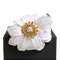 Dolce & Gabbana White Yellow Silk Blend Floral Crystals Diadem Headband