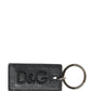 Dolce & Gabbana Black Calf Leather D&G Logo Metal Ring Keyring Keychain