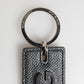 Dolce & Gabbana Black Calf Leather D&G Logo Metal Ring Keyring Keychain