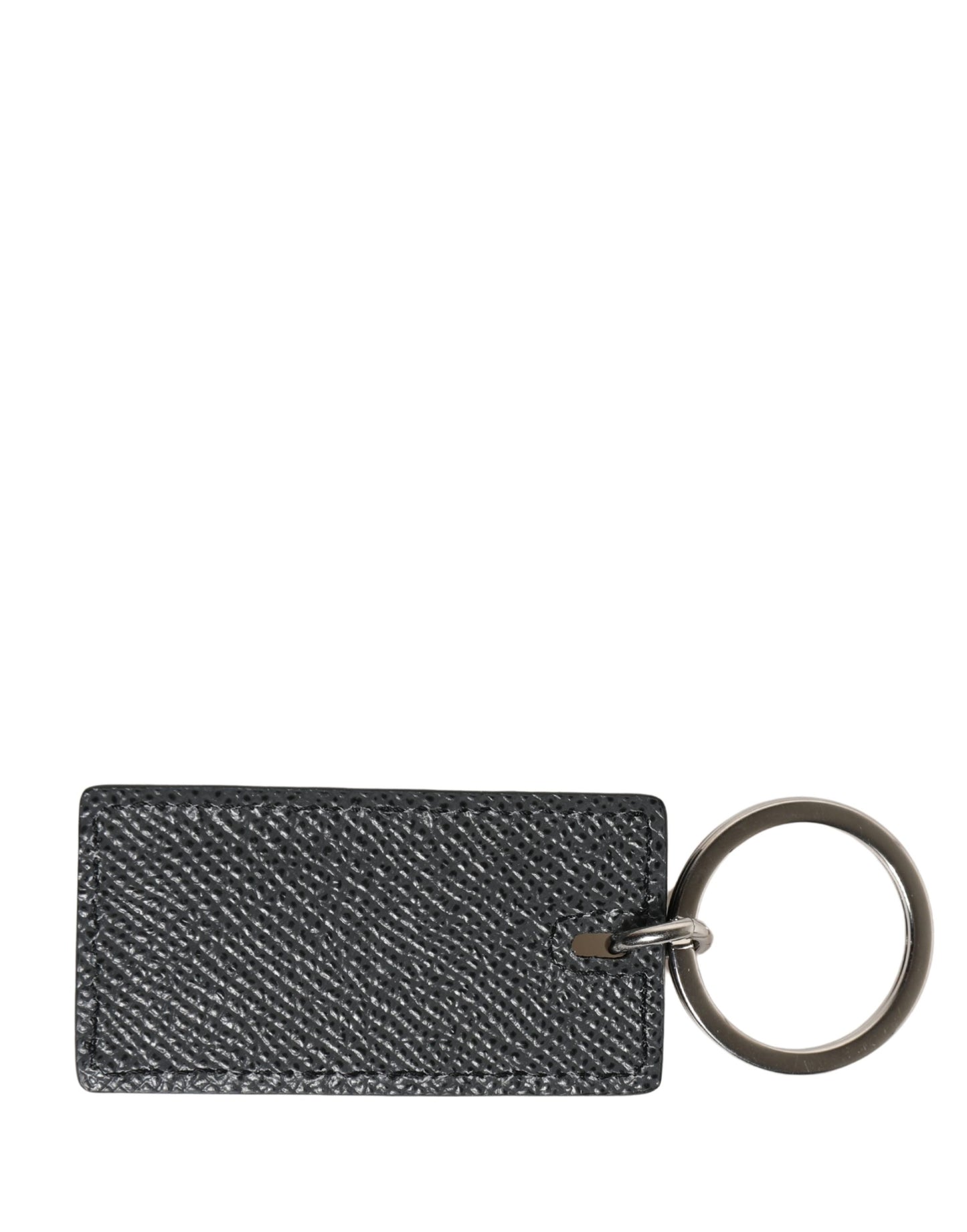 Dolce & Gabbana Black Calf Leather D&G Logo Metal Ring Keyring Keychain