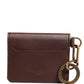 Dolce & Gabbana Brown Leather Logo Embossed Key Chain Card Holder Wallet