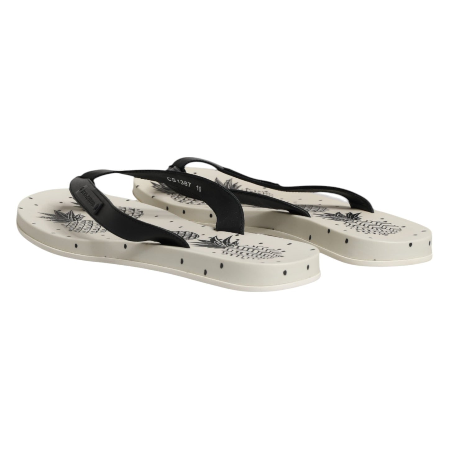 Dolce & Gabbana White Pineapple Print Slides Flip Flops Shoes