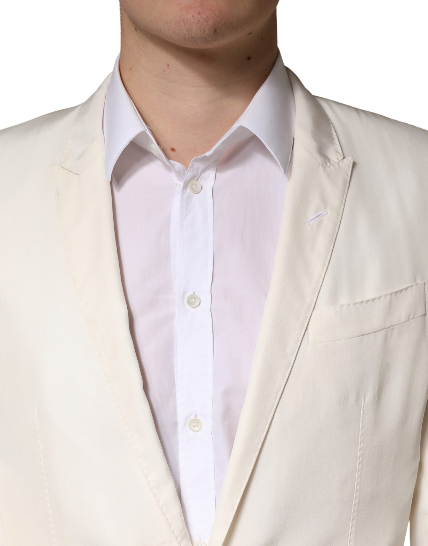 Dolce & Gabbana White Cotton Single Breasted Jacket Blazer
