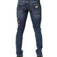Dolce & Gabbana Blue Distressed Graffiti Print Skinny Jeans