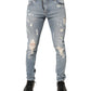 Dolce & Gabbana Light Blue Distressed Skinny Men Denim Jeans