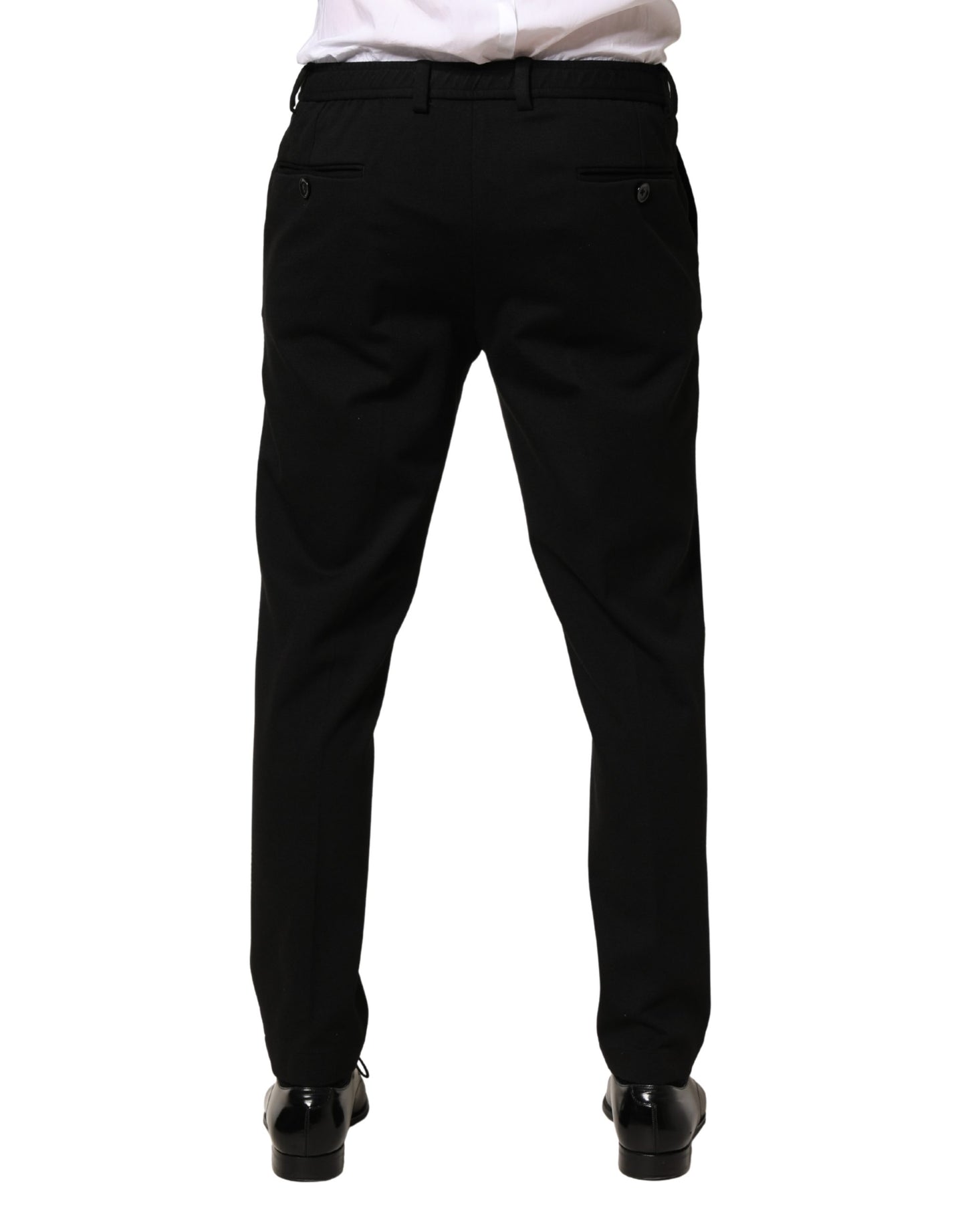 Dolce & Gabbana Black Wool Skinny Men Dress Trouser Pants