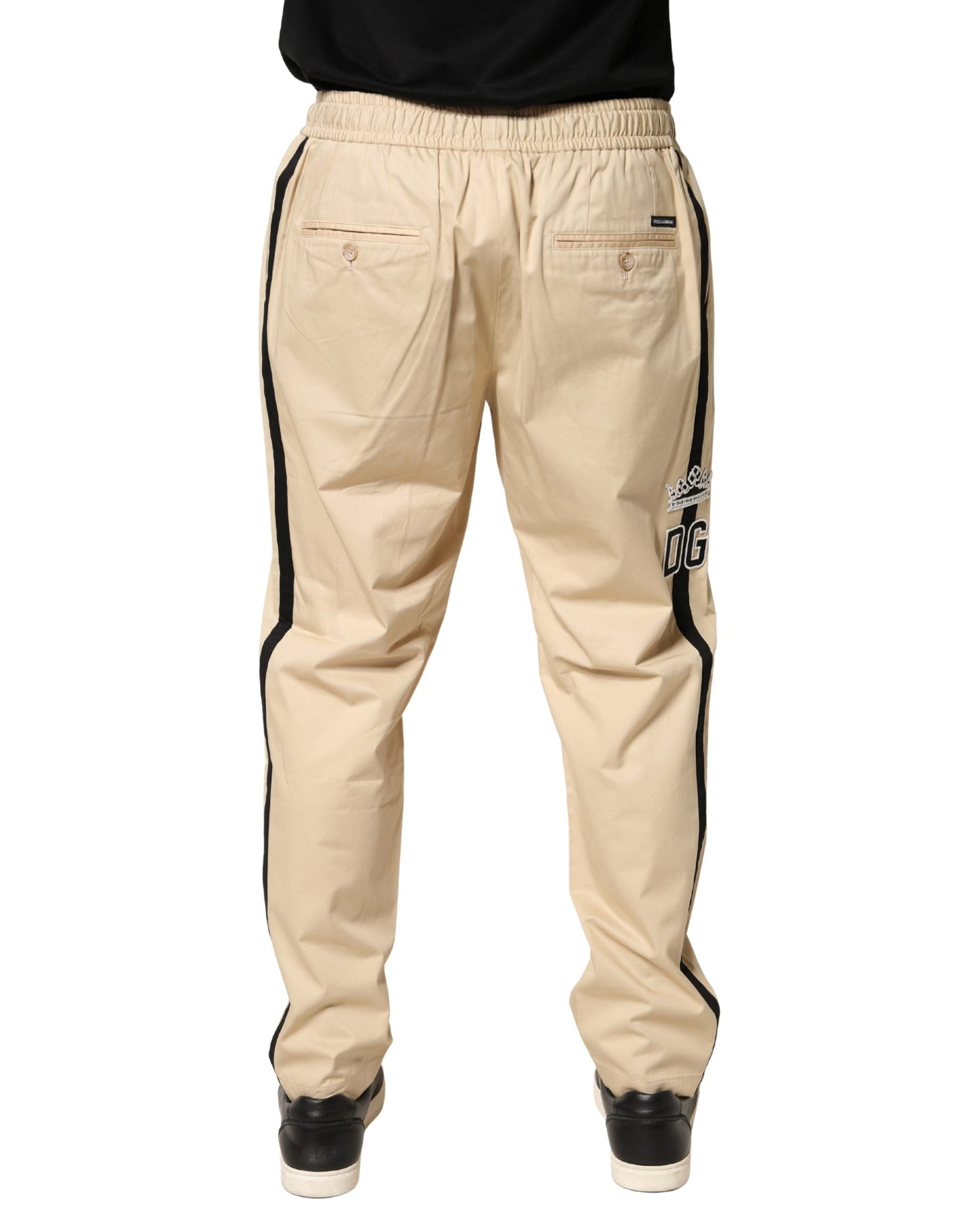 Dolce & Gabbana Beige Cotton Skinny Men Jogger Trouser Pants
