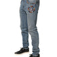 Dolce & Gabbana Blue Embellished Loose Cotton Men Denim Jeans