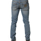 Dolce & Gabbana Blue Embellished Loose Cotton Men Denim Jeans