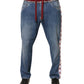 Dolce & Gabbana Blue Cotton Drawstring Straight Denim Jeans
