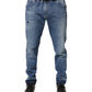 Dolce & Gabbana Blue Tattered Skinny Cotton Denim Jeans
