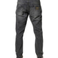 Dolce & Gabbana Dark Gray Tattered Cotton Loose Denim Jeans