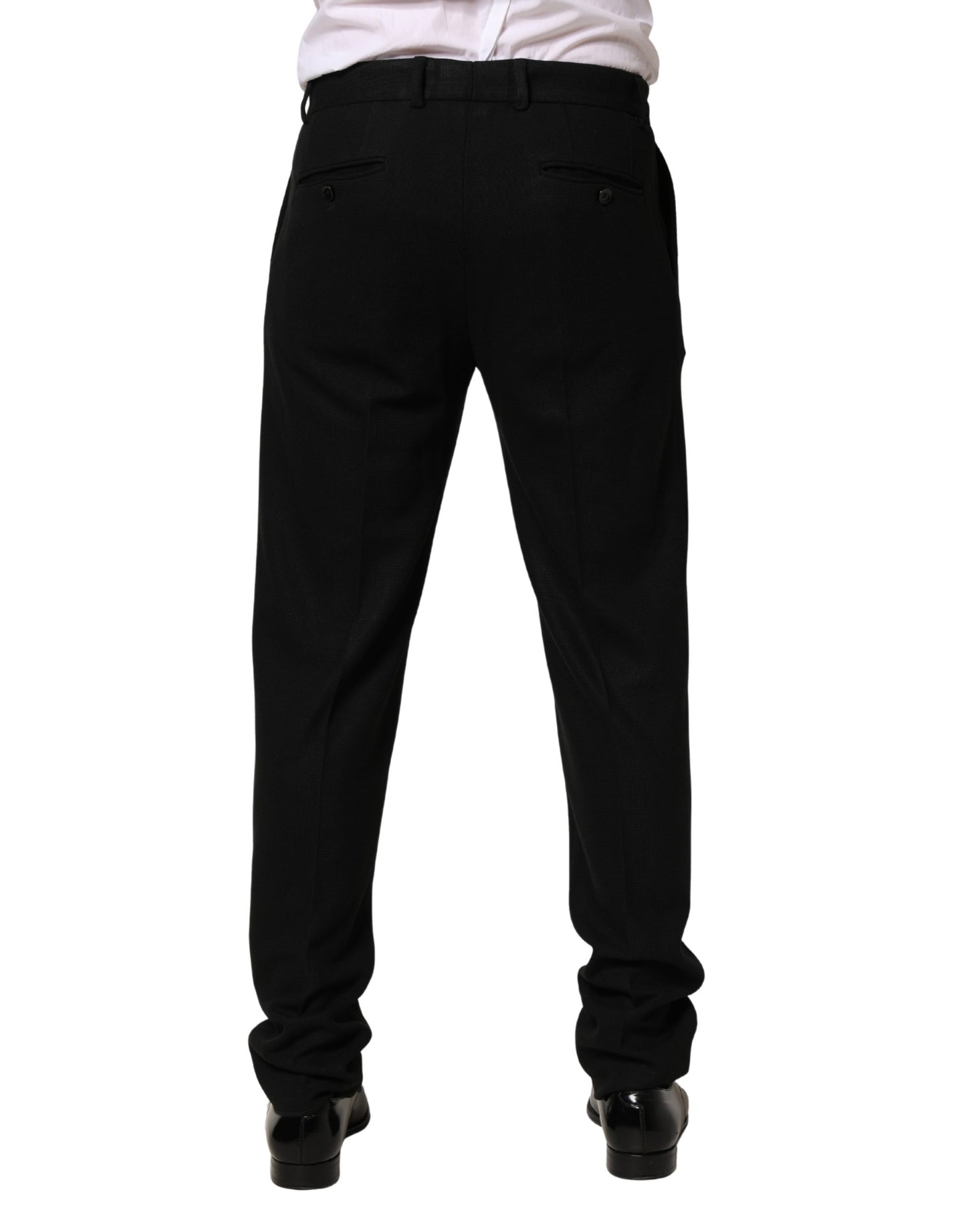 Dolce & Gabbana Black Wool Skinny Men Dress Trouser Pants