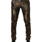 Dolce & Gabbana Gold Jacquard Dress Formal Men Trouser Pants