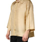 Dolce & Gabbana Yellow Silk Button Down Men Oversize Shirt