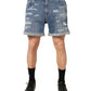 Dolce & Gabbana Blue Cotton Distressed Denim Bermuda Shorts