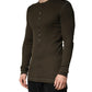 Dolce & Gabbana Brown Cotton Buttoned Henley Pullover Sweater