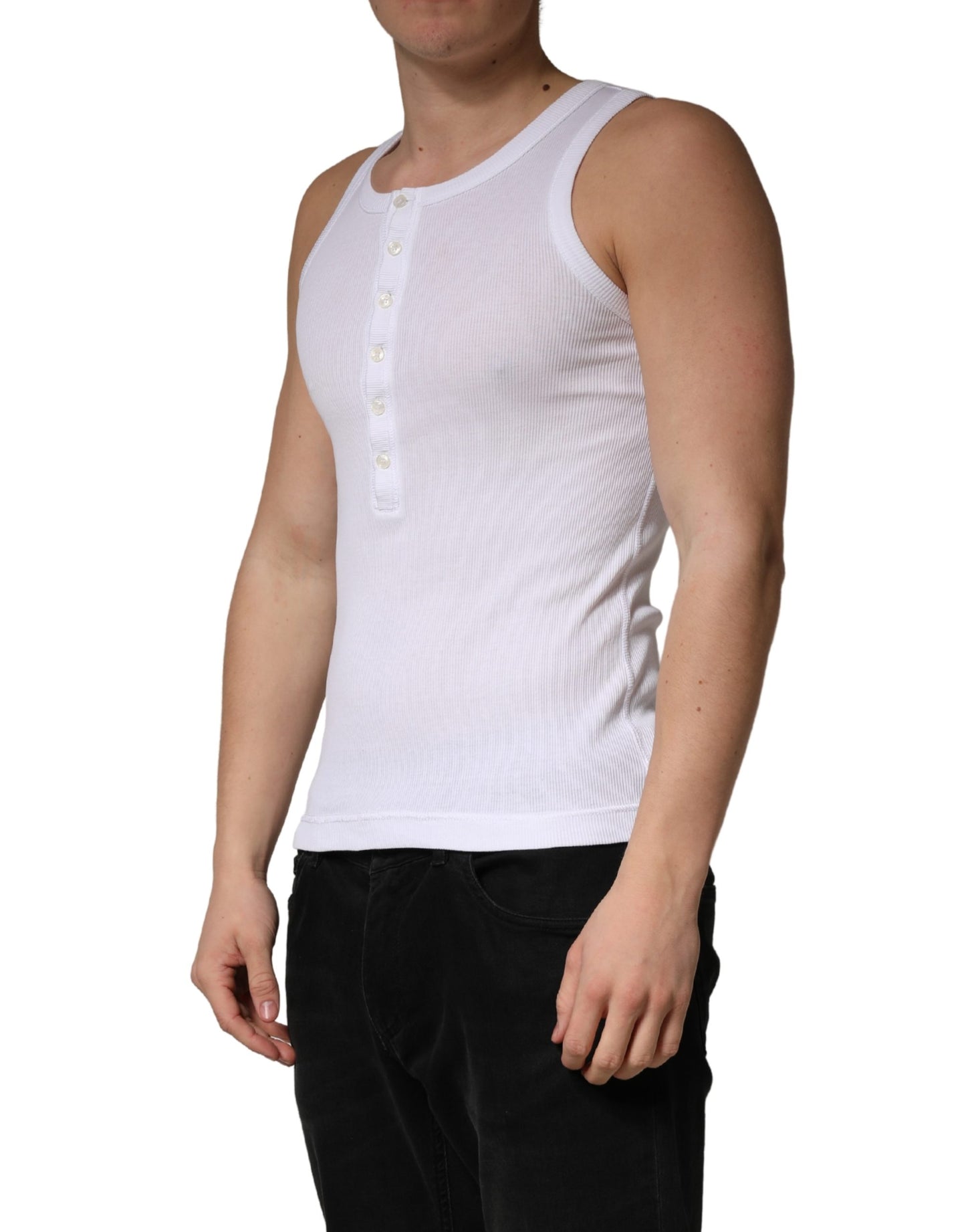 Dolce & Gabbana White Sleeveless Round Neck Tank Top T-shirt