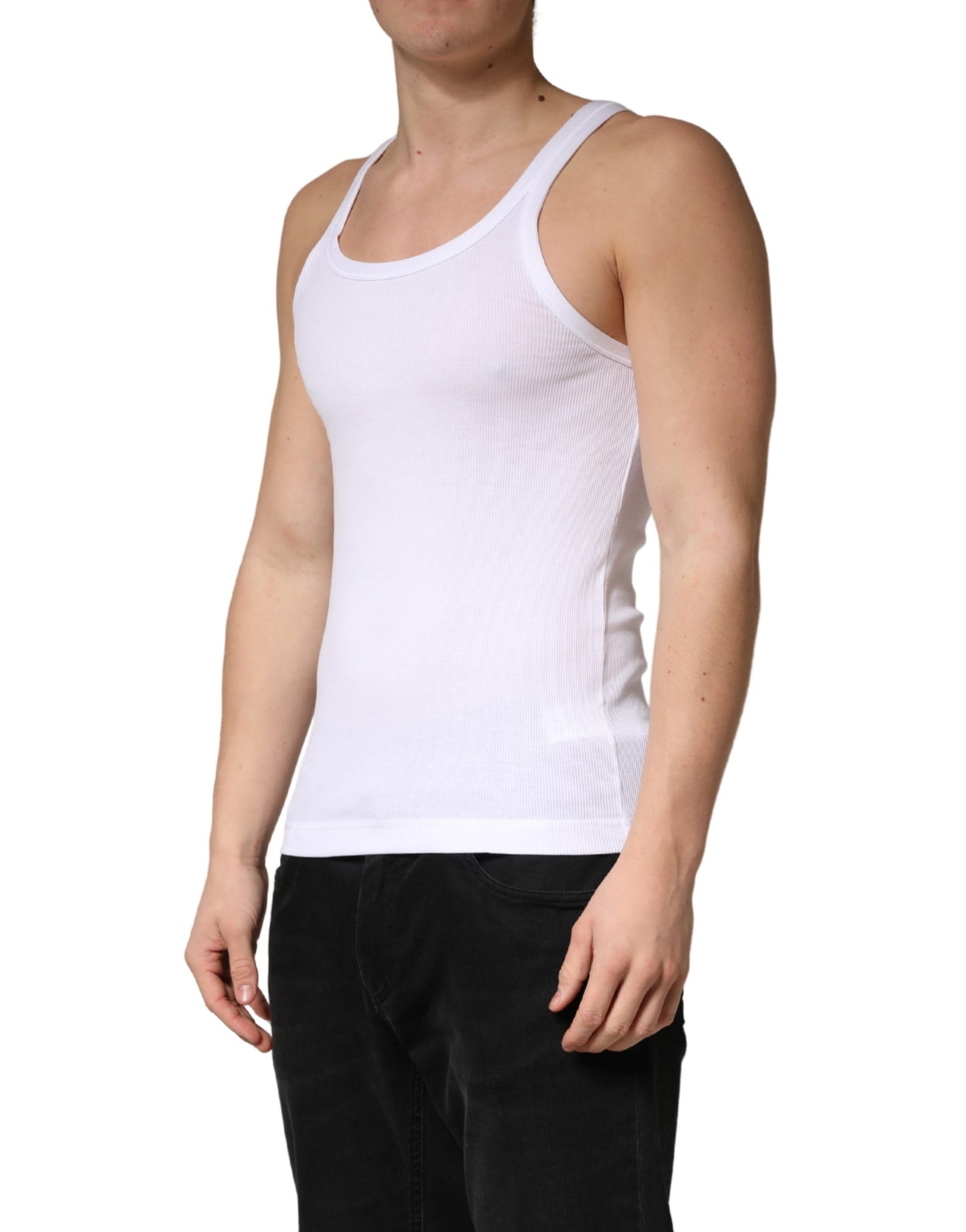 Dolce & Gabbana White Sleeveless Round Neck Tank Top T-shirt