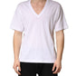 Dolce & Gabbana White Cotton Plain V-Neck Men Shirt T-shirt