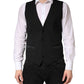 Dolce & Gabbana Black Wool Dress Men Formal Waistcoat Vest