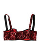 Dolce & Gabbana Red Sequined Nylon Balconnet Bra Underwear