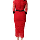 Dolce & Gabbana Red Mesh Trim Bodycon Sheath Midi Dress