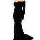 Dolce & Gabbana Black Off Shoulder Bodycon Long Gown Dress