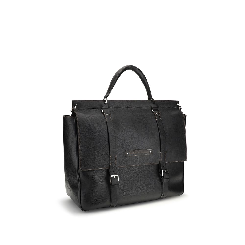 Brunello Cucinelli Black Calf Leather Bos Taurus Luggage And Travel
