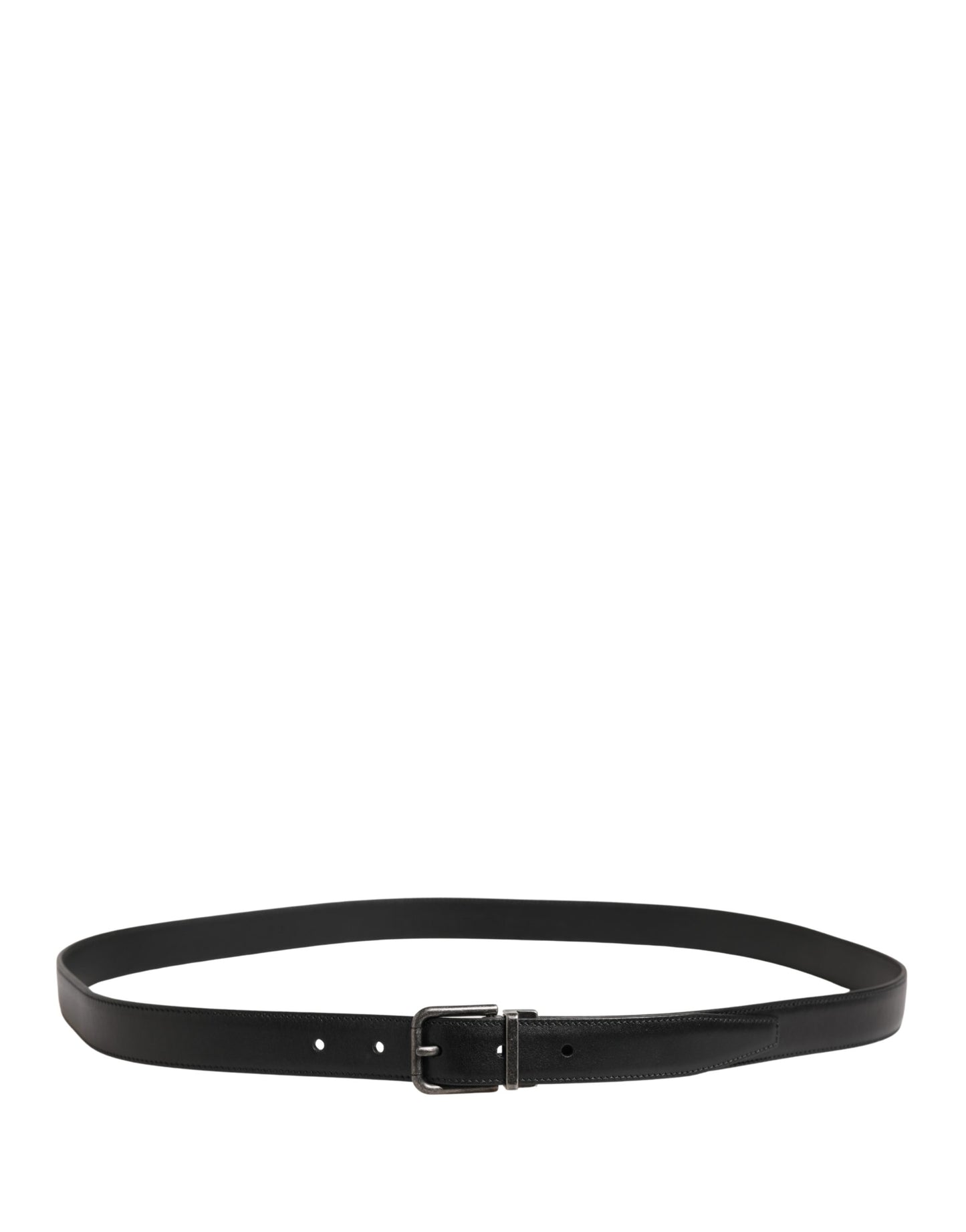 Dolce & Gabbana Men Black Classic Leather Metal Buckle Belt