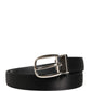 Dolce & Gabbana Men Black Classic Leather Metal Buckle Belt