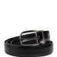 Dolce & Gabbana Men Black Classic Leather Metal Buckle Belt