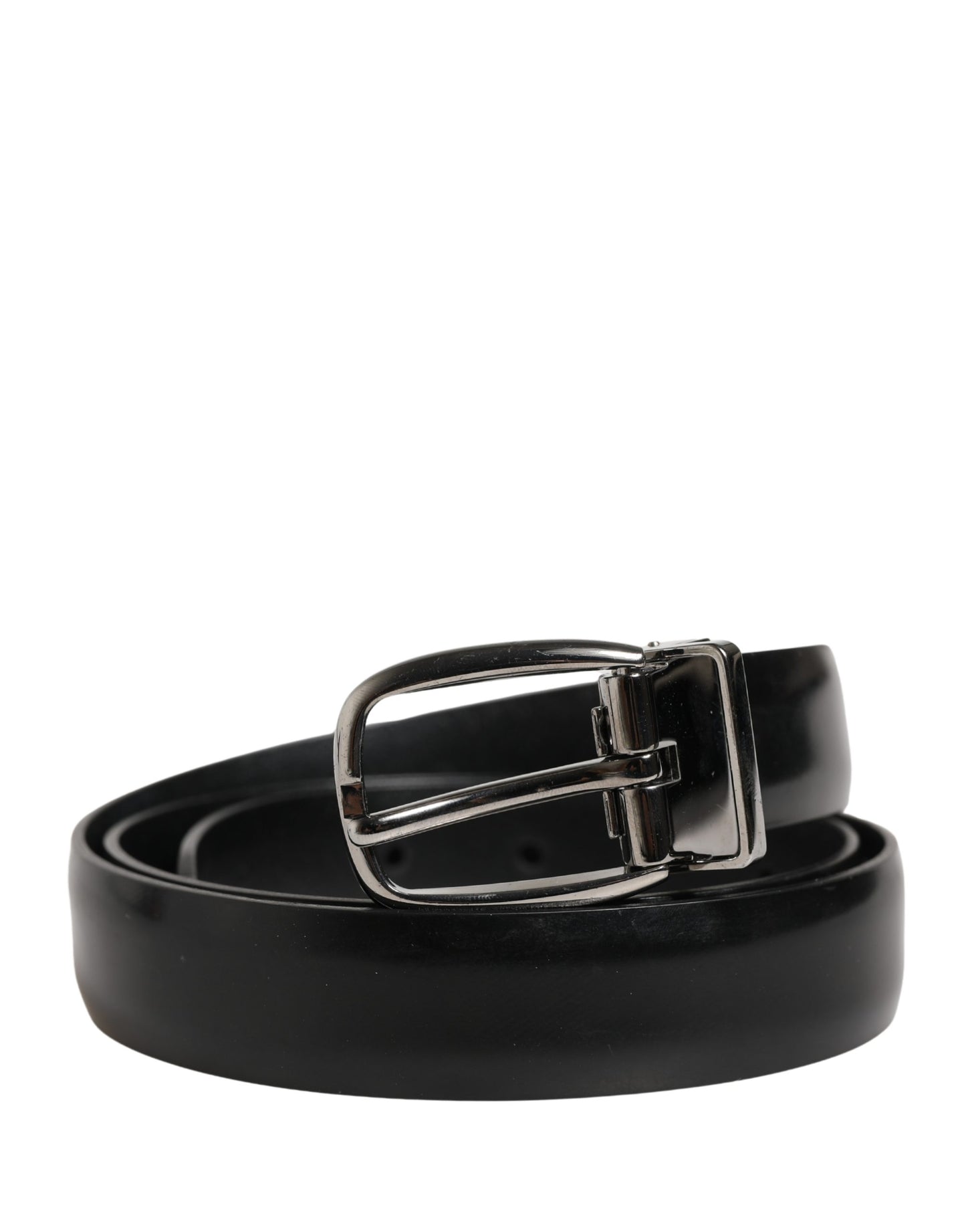Dolce & Gabbana Men Black Classic Leather Metal Buckle Belt