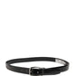 Dolce & Gabbana Men Black Classic Leather Metal Buckle Belt