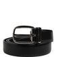 Dolce & Gabbana Men Black Classic Leather Metal Buckle Belt