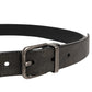 Dolce & Gabbana Men Black Classic Leather Metal Buckle Belt