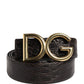 Dolce & Gabbana Men Black Exotic Leather Logo Buckle Belt