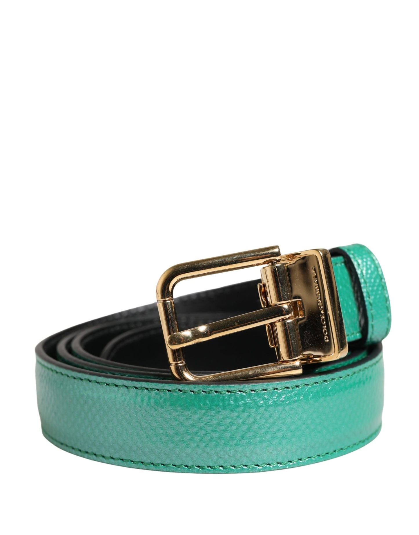 Dolce & Gabbana Men Green Classic Leather Metal Buckle Belt