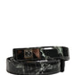 Dolce & Gabbana Men Black Marble Leather DG Logo Buckle Belt