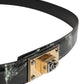Dolce & Gabbana Men Black Marble Leather DG Logo Buckle Belt