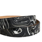 Dolce & Gabbana Men Black Marble Leather Metal Buckle Belt