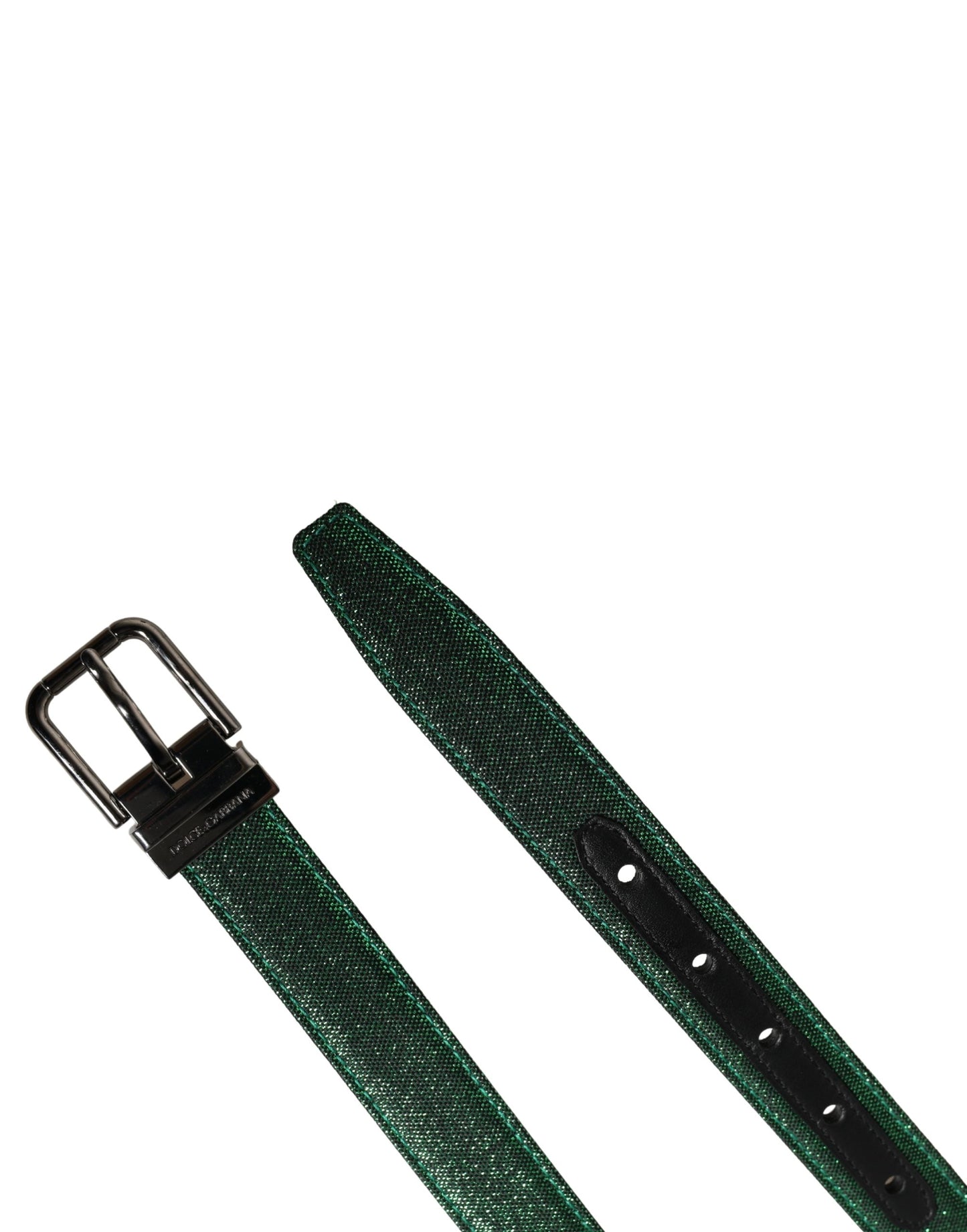 Dolce & Gabbana Men Green Lurex Polyester Metal Buckle Belt