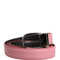 Dolce & Gabbana Men Pink Classic Leather Metal Buckle Belt